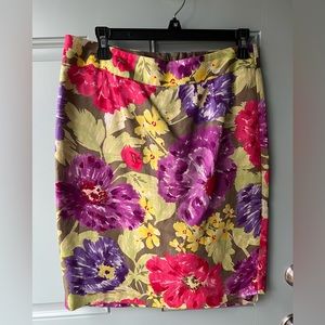 Banana Republic Fall floral against neutral background skirt.